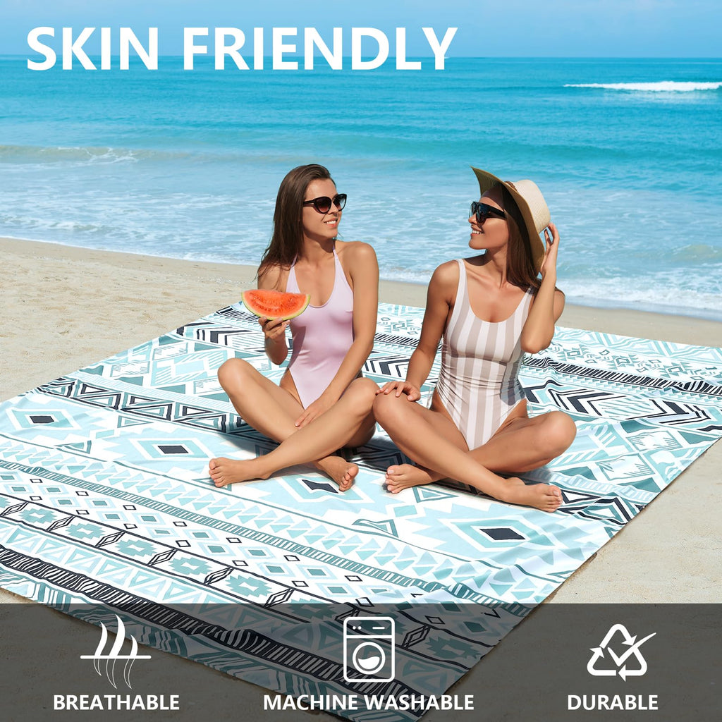HIHOHO Beach Blanket Waterproof Sandproof Extra Large Beach Mat 79" X 83"/120"x108"for 1-8 Adults Quick Drying Durable Outdoor Picnic Mat for Beach Travel Camping Hiking