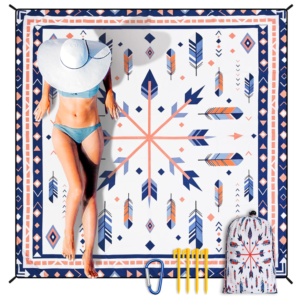 HIHOHO Beach Blanket Waterproof Sandproof Extra Large Beach Mat 79" X 83"/120"x108"for 1-8 Adults Quick Drying Durable Outdoor Picnic Mat for Beach Travel Camping Hiking