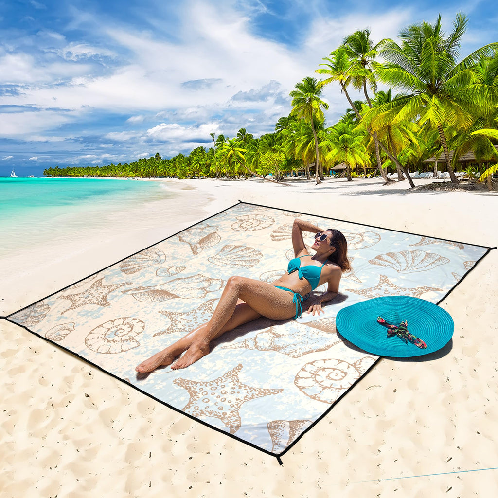 HIHOHO Beach Blanket Waterproof Sandproof Extra Large Beach Mat 79" X 83"/120"x108"for 1-8 Adults Quick Drying Durable Outdoor Picnic Mat for Beach Travel Camping Hiking