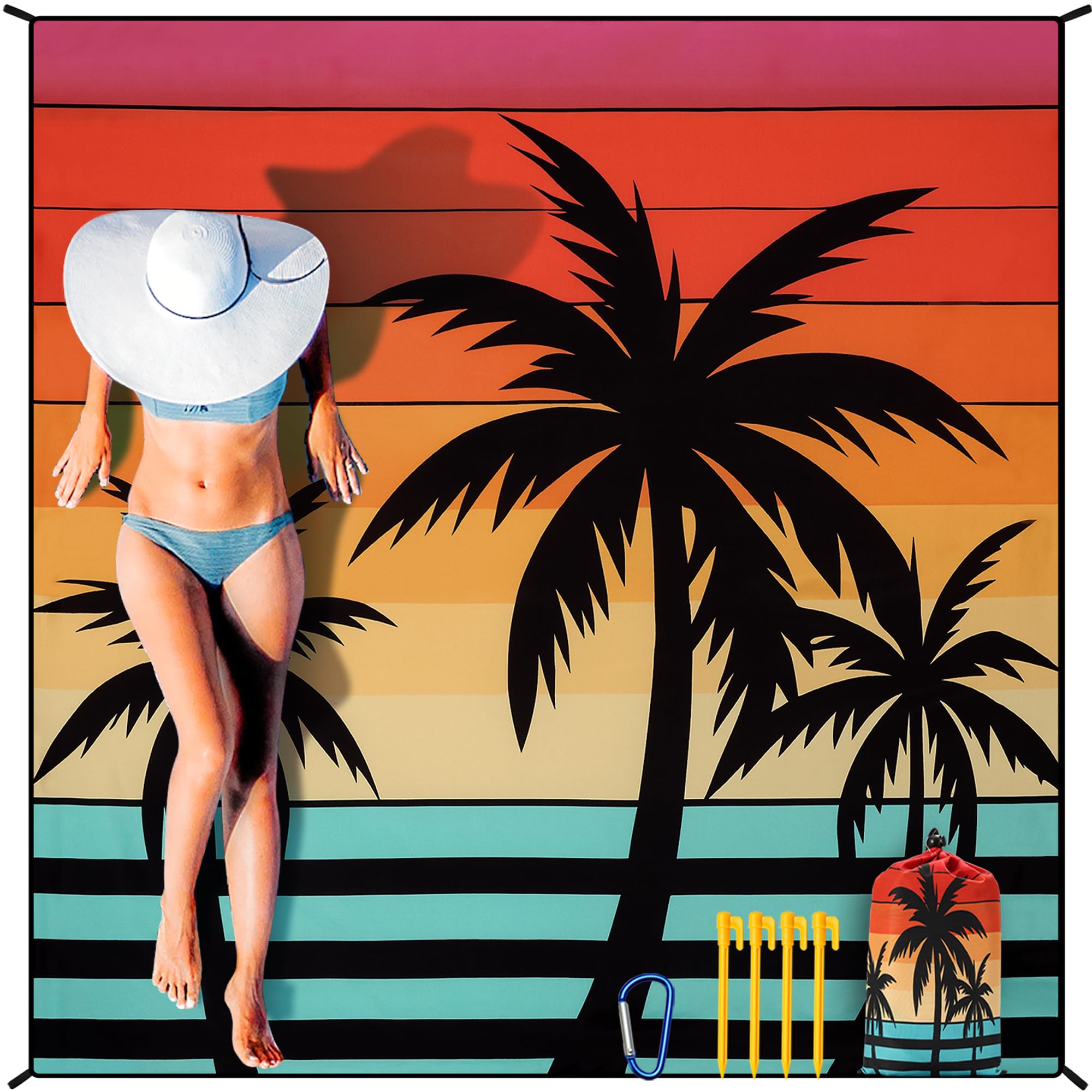 HIHOHO Beach Blanket Waterproof Sandproof Extra Large Beach Mat 79" X 83"/120"x108"for 1-8 Adults Quick Drying Durable Outdoor Picnic Mat for Beach Travel Camping Hiking