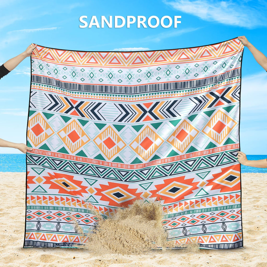 HIHOHO Beach Blanket Waterproof Sandproof Extra Large Beach Mat 79" X 83"/120"x108"for 1-8 Adults Quick Drying Durable Outdoor Picnic Mat for Beach Travel Camping Hiking