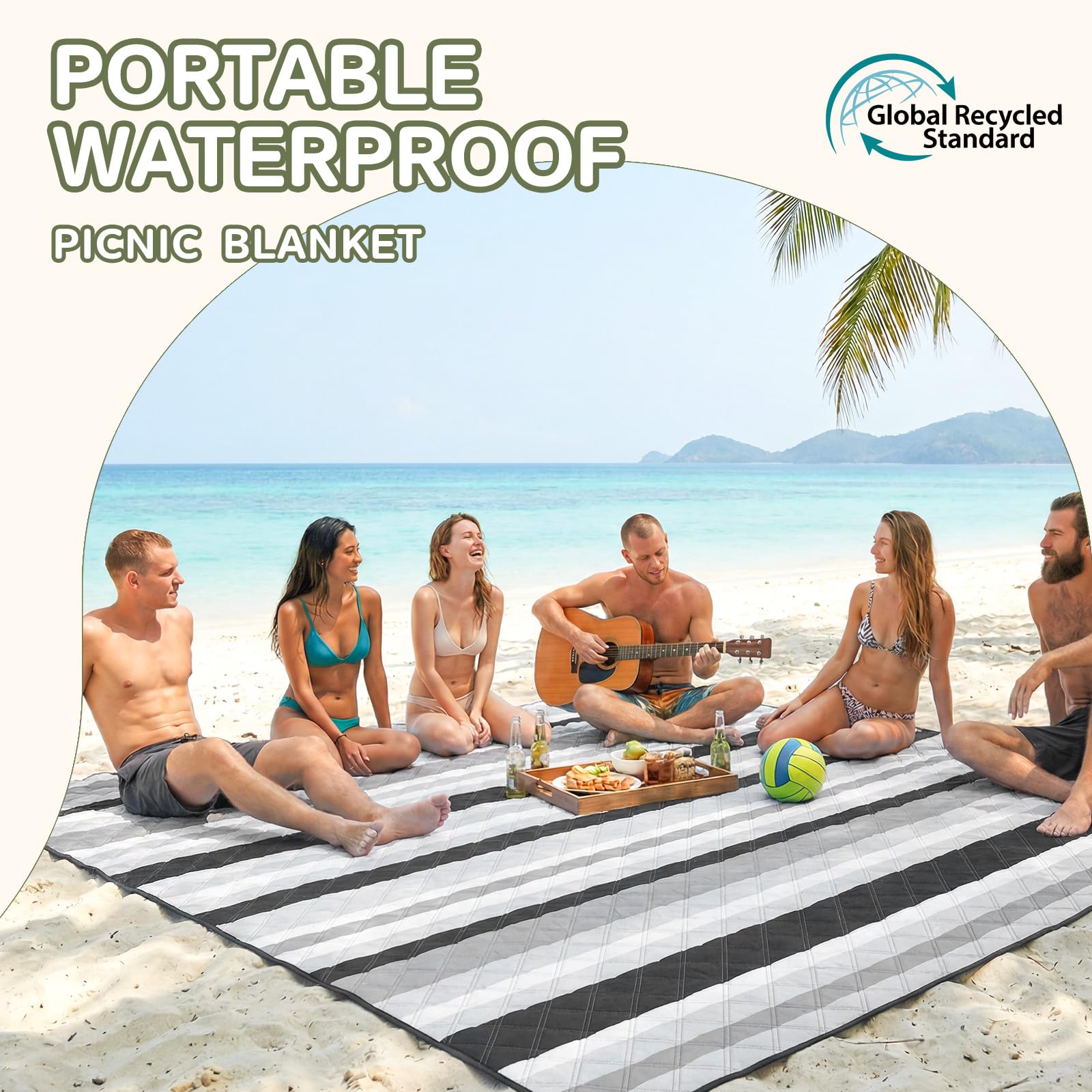 Genovega Waterproof Picnic Blanket Beach Outdoor Camping Mat Rug Extra Large Foldable Cute Big Travel Essential Accessories Gift Park Patio Lawn Garden Grass Play Music Festival Concert Must Have