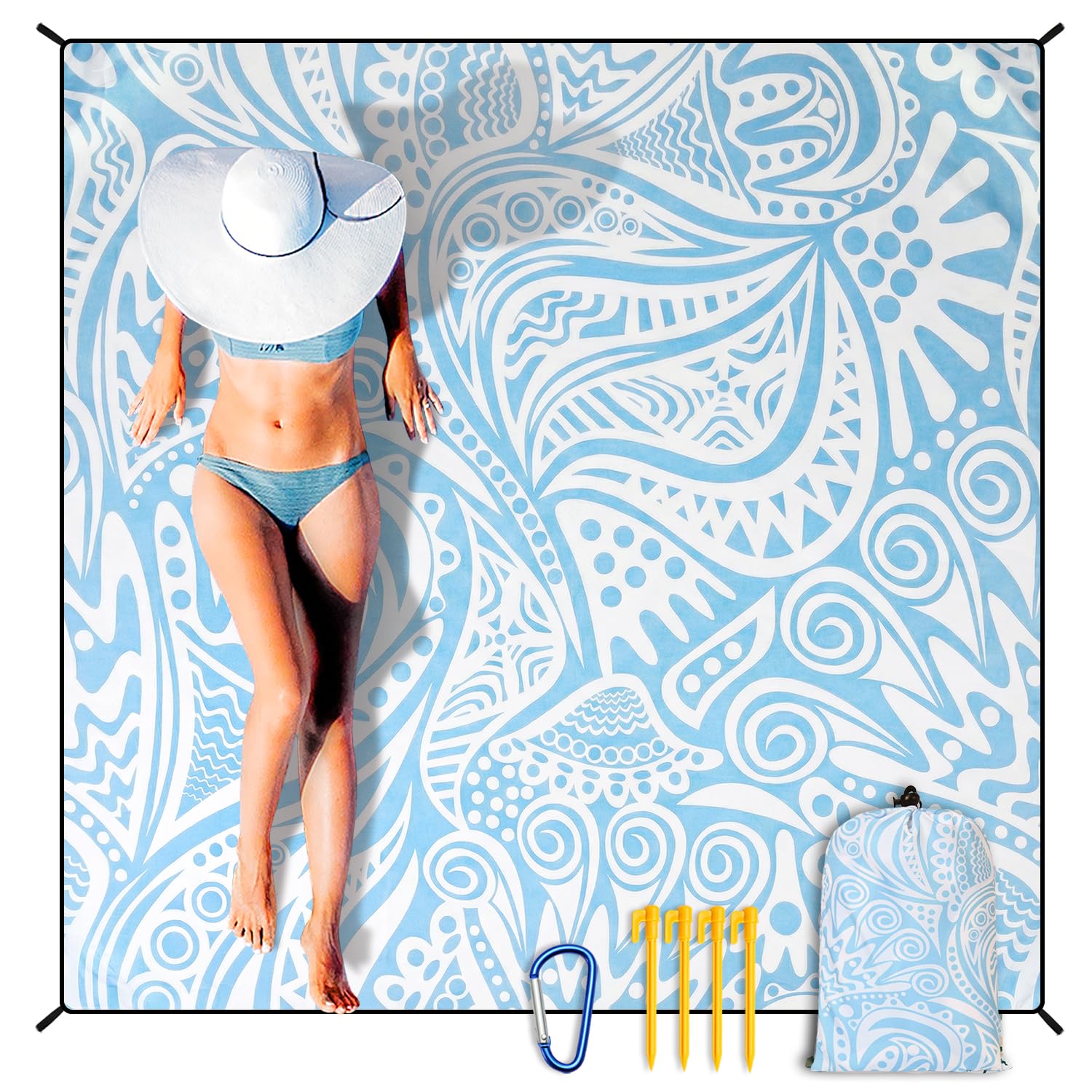 HIHOHO Beach Blanket Waterproof Sandproof Extra Large Beach Mat 79" X 83"/120"x108"for 1-8 Adults Quick Drying Durable Outdoor Picnic Mat for Beach Travel Camping Hiking