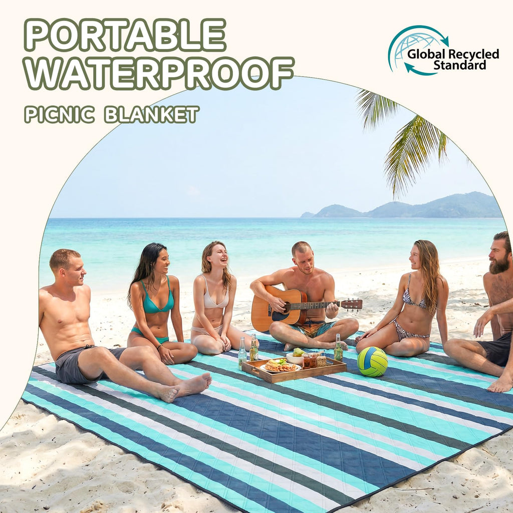 Genovega Waterproof Picnic Blanket Beach Outdoor Camping Mat Rug Extra Large Foldable Cute Big Travel Essential Accessories Gift Park Patio Lawn Garden Grass Play Music Festival Concert Must Have