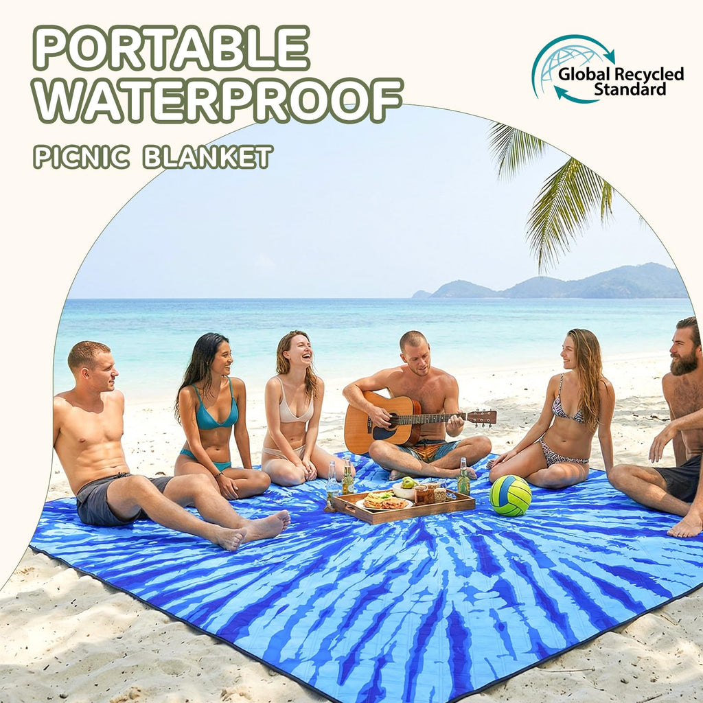 Genovega Waterproof Picnic Blanket Beach Outdoor Camping Mat Rug Extra Large Foldable Cute Big Travel Essential Accessories Gift Park Patio Lawn Garden Grass Play Music Festival Concert Must Have
