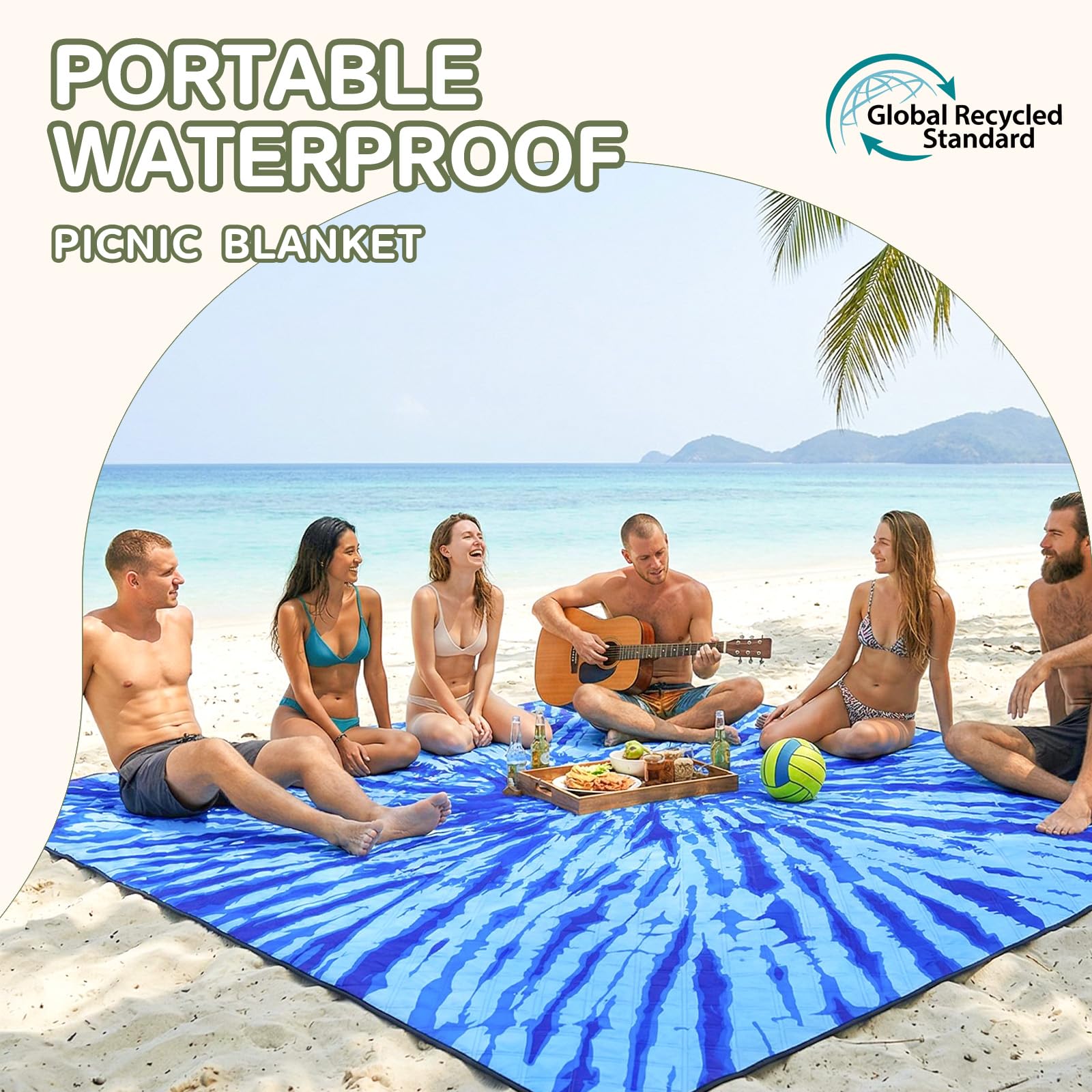 Genovega Waterproof Picnic Blanket Beach Outdoor Camping Mat Rug Extra Large Foldable Cute Big Travel Essential Accessories Gift Park Patio Lawn Garden Grass Play Music Festival Concert Must Have