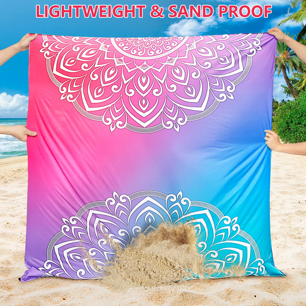 HIHOHO Beach Blanket Waterproof Sandproof Extra Large Beach Mat 79" X 83"/120"x108"for 1-8 Adults Quick Drying Durable Outdoor Picnic Mat for Beach Travel Camping Hiking