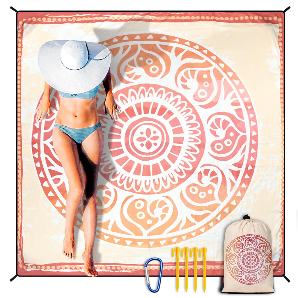 HIHOHO Beach Blanket Waterproof Sandproof Extra Large Beach Mat 79" X 83"/120"x108"for 1-8 Adults Quick Drying Durable Outdoor Picnic Mat for Beach Travel Camping Hiking