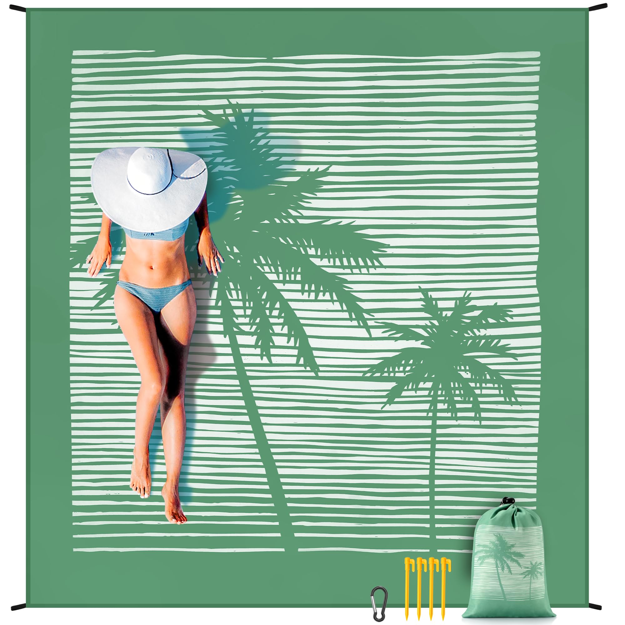 HIHOHO Beach Blanket Waterproof Sandproof Extra Large Beach Mat 79" X 83"/120"x108"for 1-8 Adults Quick Drying Durable Outdoor Picnic Mat for Beach Travel Camping Hiking
