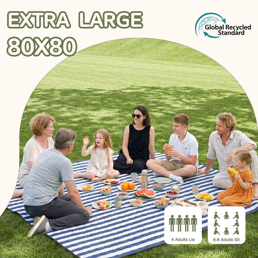 Genovega Waterproof Picnic Blanket Beach Outdoor Camping Mat Rug Extra Large Foldable Cute Big Travel Essential Accessories Gift Park Patio Lawn Garden Grass Play Music Festival Concert Must Have