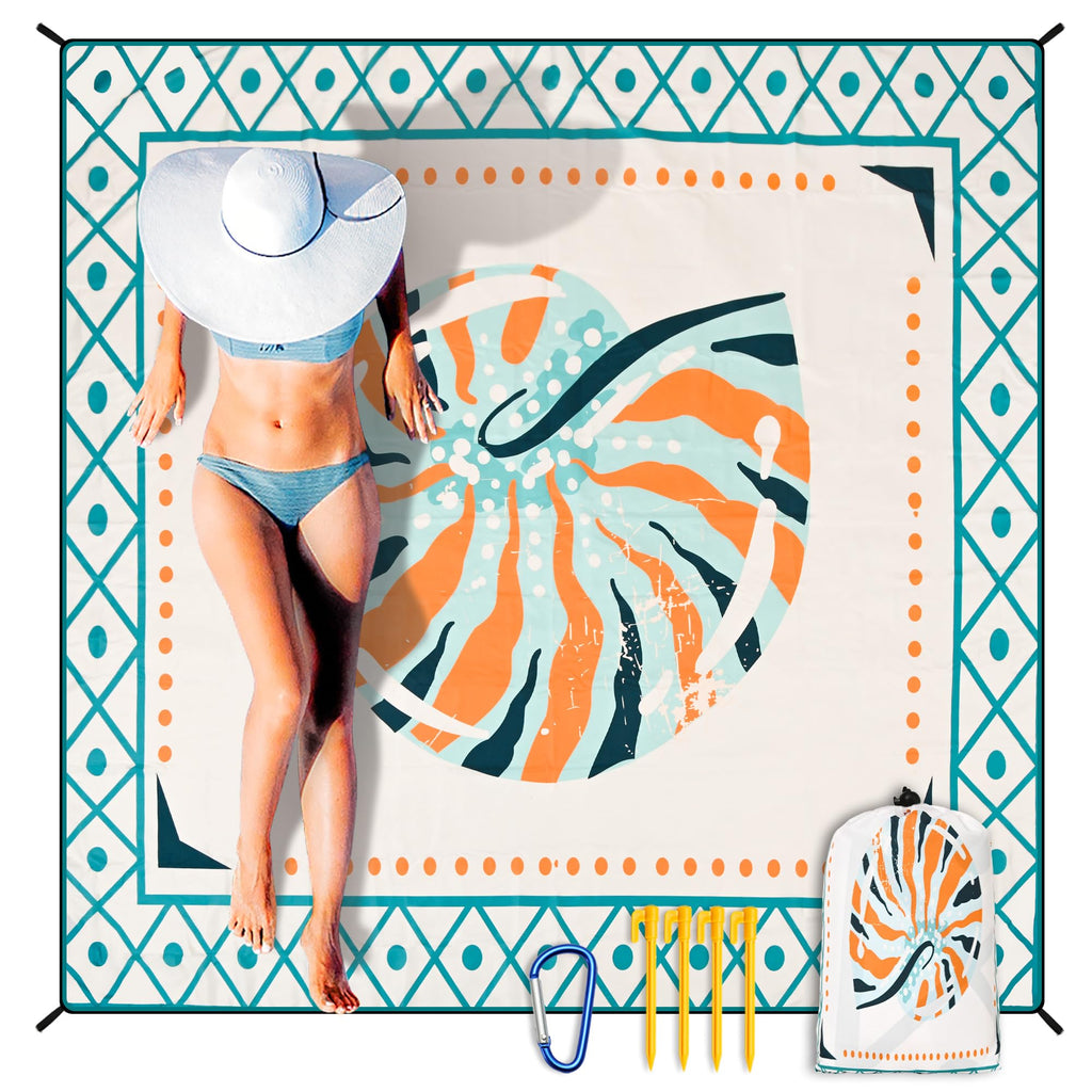 HIHOHO Beach Blanket Waterproof Sandproof Extra Large Beach Mat 79" X 83"/120"x108"for 1-8 Adults Quick Drying Durable Outdoor Picnic Mat for Beach Travel Camping Hiking