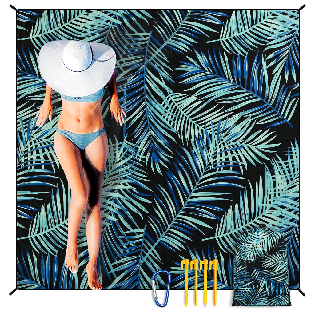 HIHOHO Beach Blanket Waterproof Sandproof Extra Large Beach Mat 79" X 83"/120"x108"for 1-8 Adults Quick Drying Durable Outdoor Picnic Mat for Beach Travel Camping Hiking