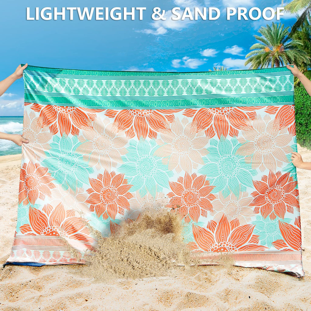 HIHOHO Beach Blanket Waterproof Sandproof Extra Large Beach Mat 79" X 83"/120"x108"for 1-8 Adults Quick Drying Durable Outdoor Picnic Mat for Beach Travel Camping Hiking