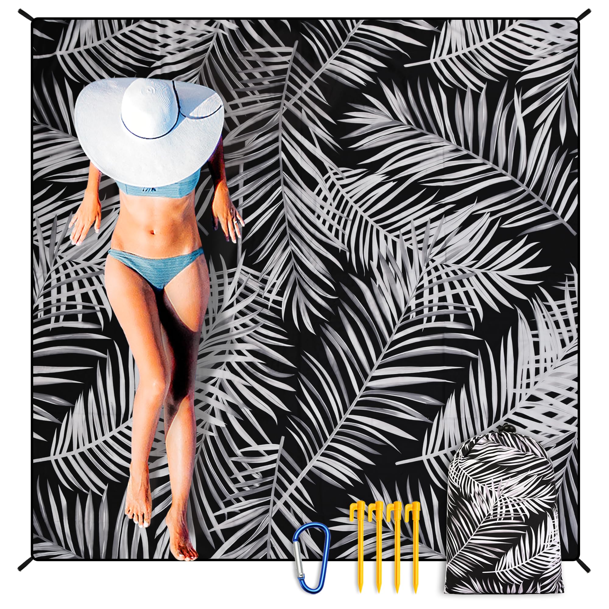 HIHOHO Beach Blanket Waterproof Sandproof Extra Large Beach Mat 79" X 83"/120"x108"for 1-8 Adults Quick Drying Durable Outdoor Picnic Mat for Beach Travel Camping Hiking