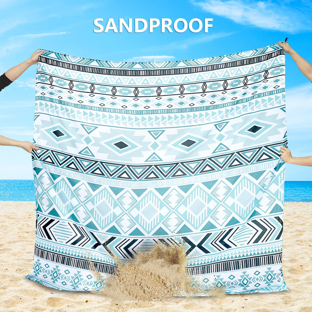 HIHOHO Beach Blanket Waterproof Sandproof Extra Large Beach Mat 79" X 83"/120"x108"for 1-8 Adults Quick Drying Durable Outdoor Picnic Mat for Beach Travel Camping Hiking