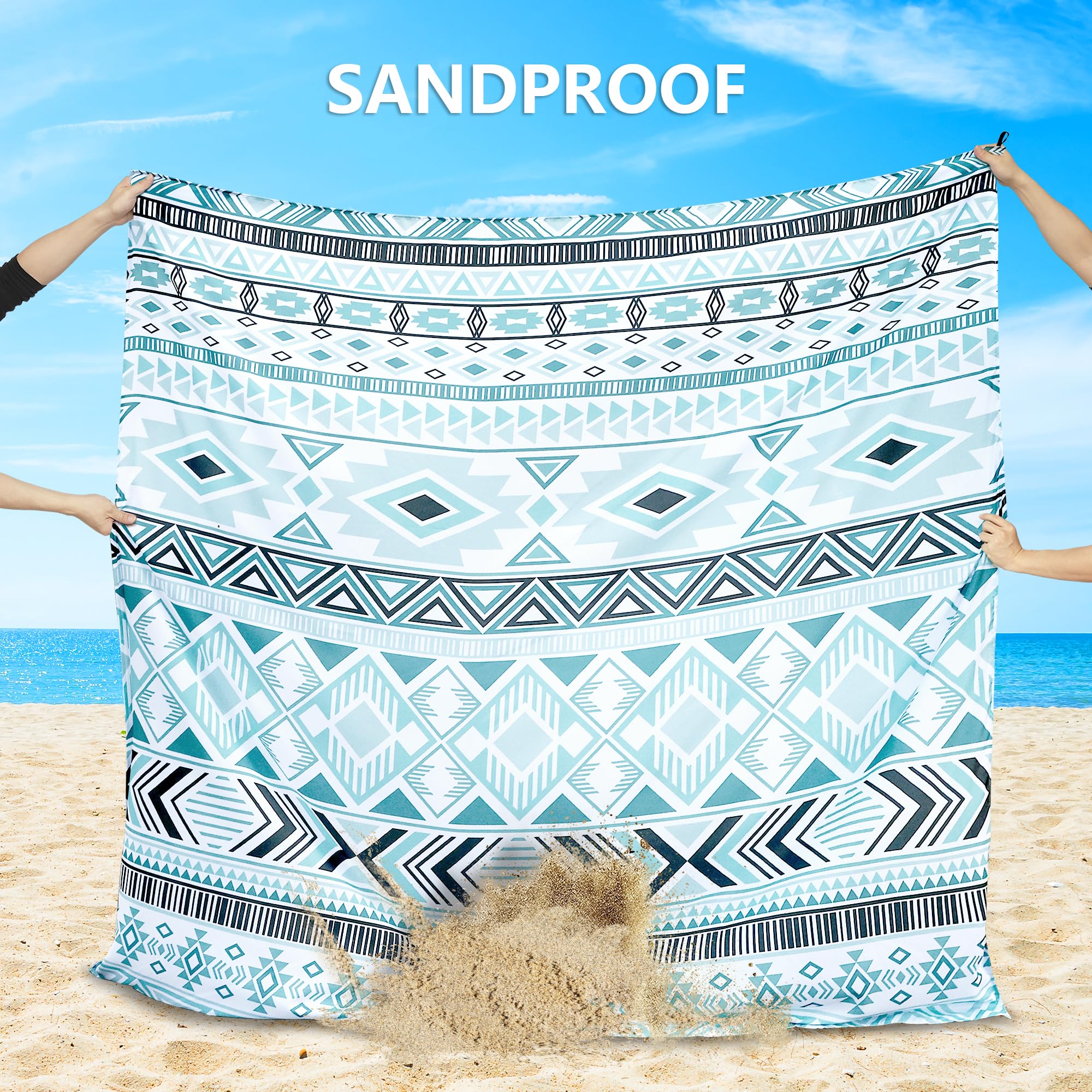 HIHOHO Beach Blanket Waterproof Sandproof Extra Large Beach Mat 79" X 83"/120"x108"for 1-8 Adults Quick Drying Durable Outdoor Picnic Mat for Beach Travel Camping Hiking