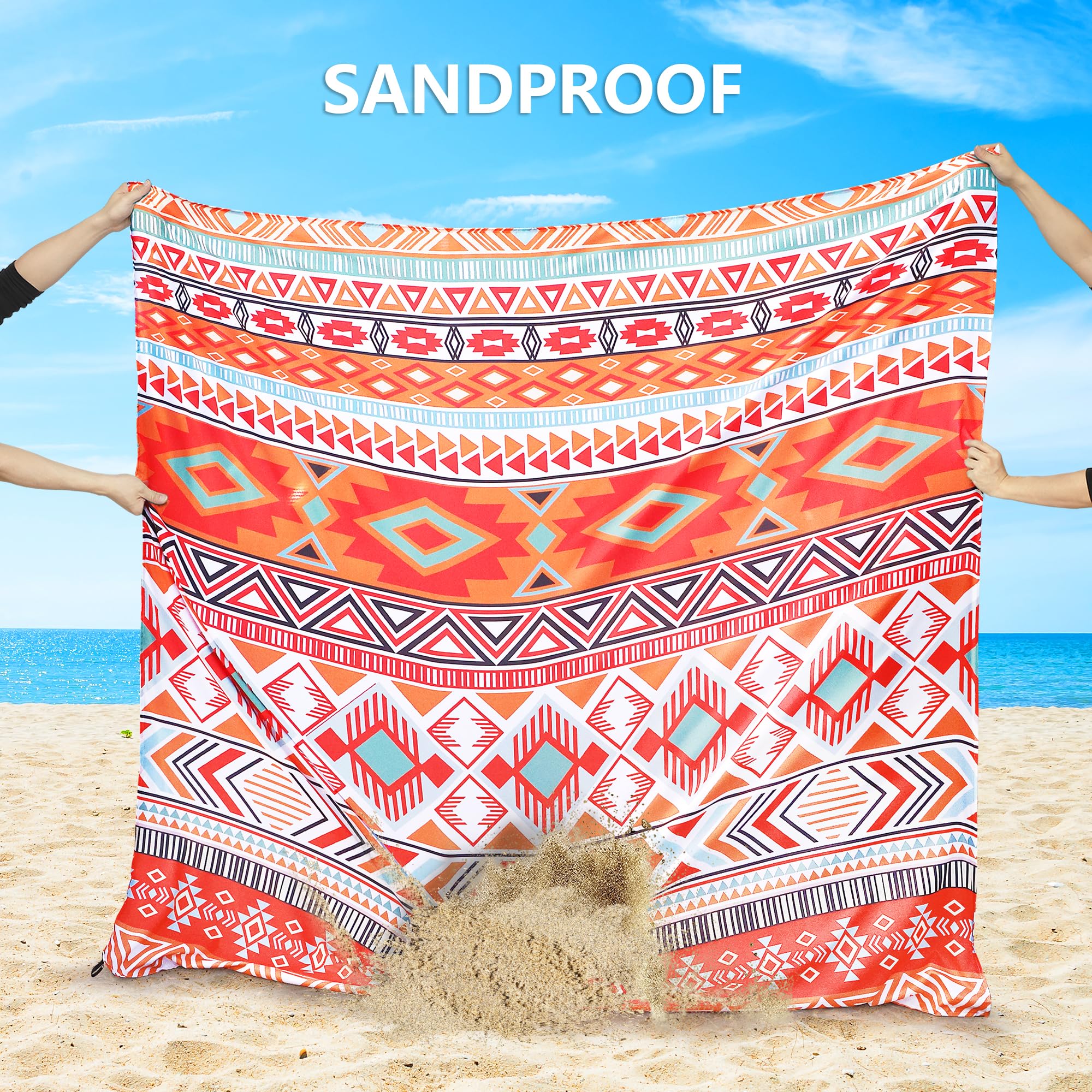 HIHOHO Beach Blanket Waterproof Sandproof Extra Large Beach Mat 79" X 83"/120"x108"for 1-8 Adults Quick Drying Durable Outdoor Picnic Mat for Beach Travel Camping Hiking