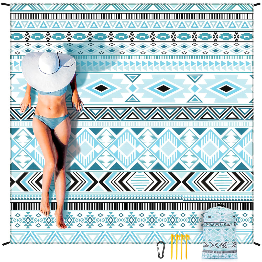 HIHOHO Beach Blanket Waterproof Sandproof Extra Large Beach Mat 79" X 83"/120"x108"for 1-8 Adults Quick Drying Durable Outdoor Picnic Mat for Beach Travel Camping Hiking