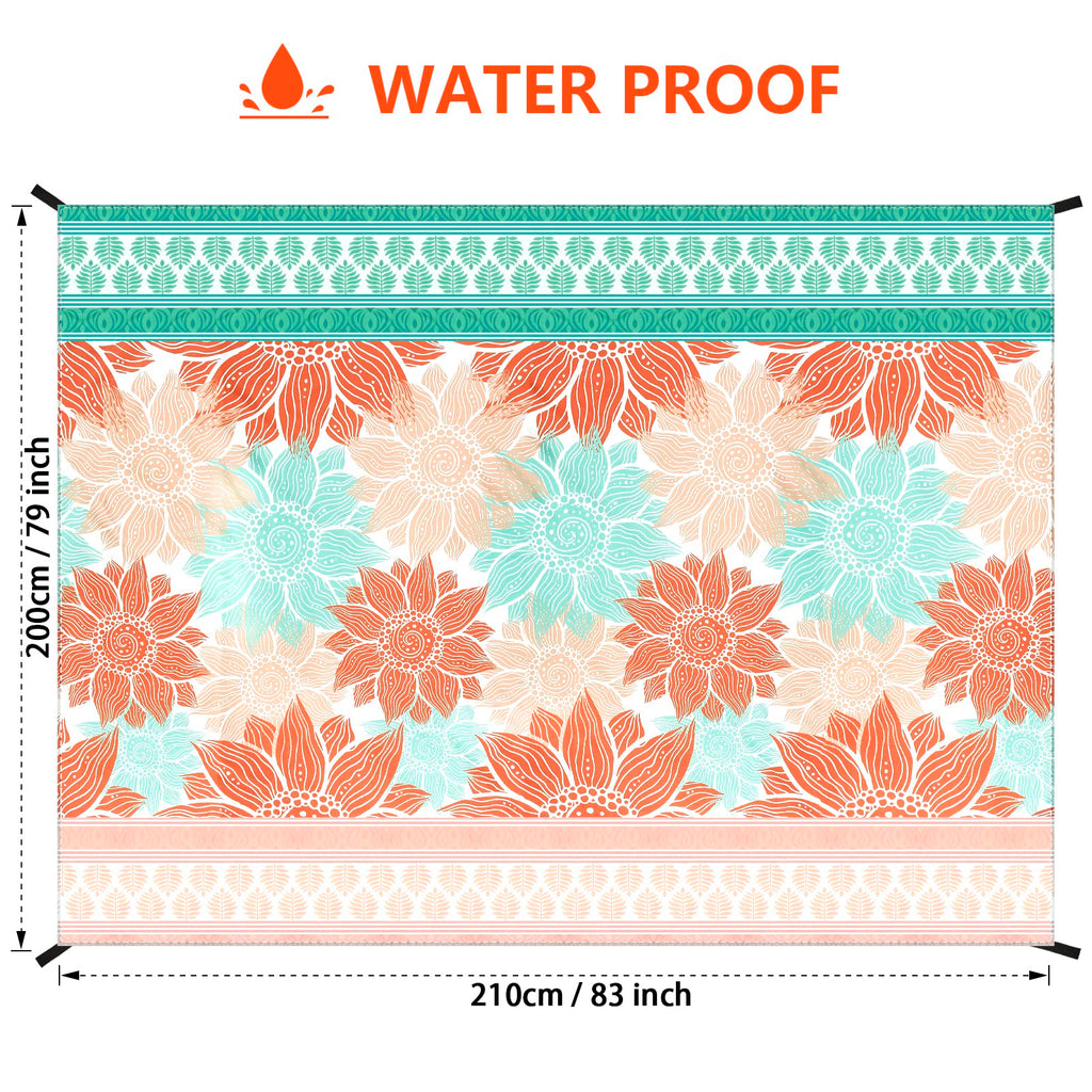 HIHOHO Beach Blanket Waterproof Sandproof Extra Large Beach Mat 79" X 83"/120"x108"for 1-8 Adults Quick Drying Durable Outdoor Picnic Mat for Beach Travel Camping Hiking