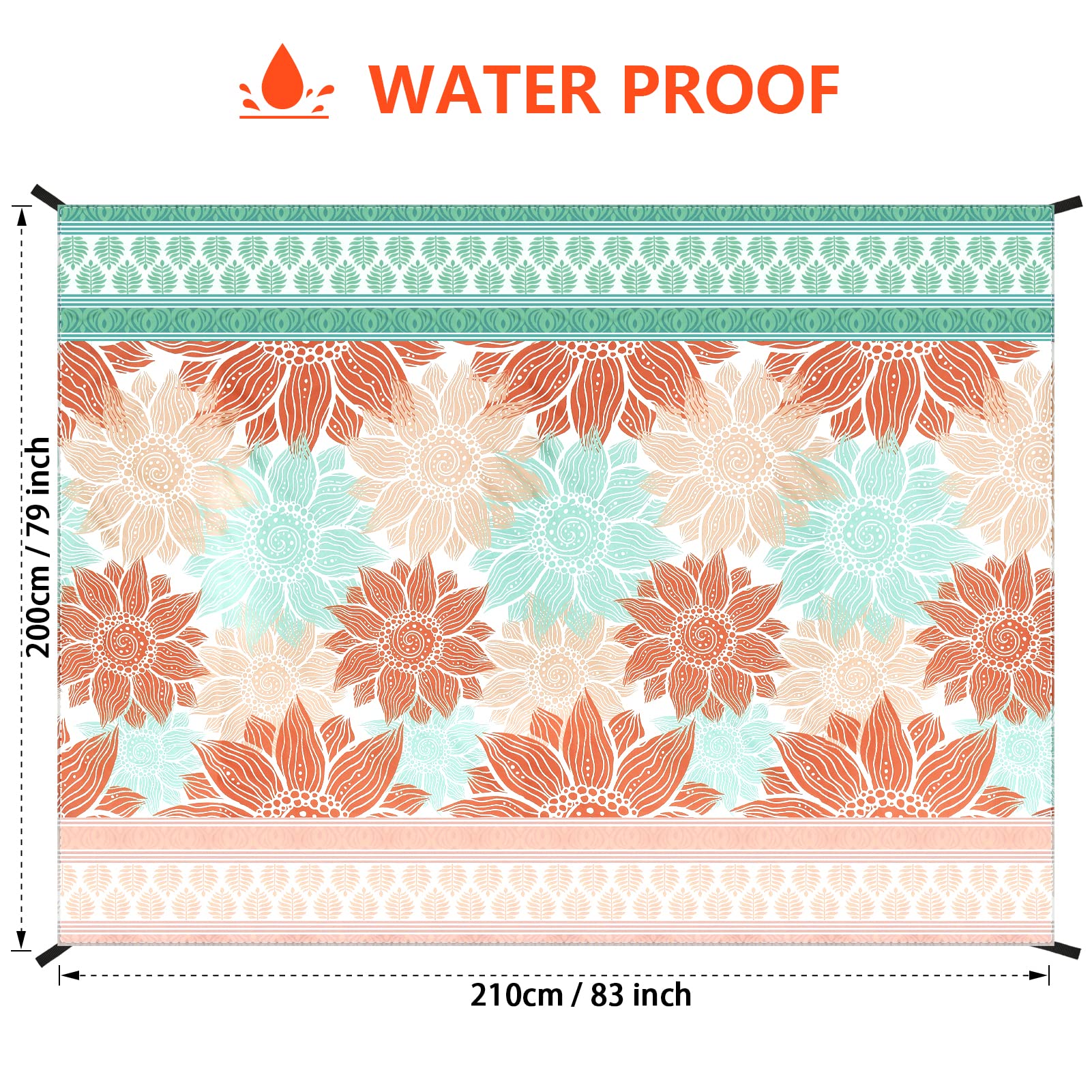 HIHOHO Beach Blanket Waterproof Sandproof Extra Large Beach Mat 79" X 83"/120"x108"for 1-8 Adults Quick Drying Durable Outdoor Picnic Mat for Beach Travel Camping Hiking