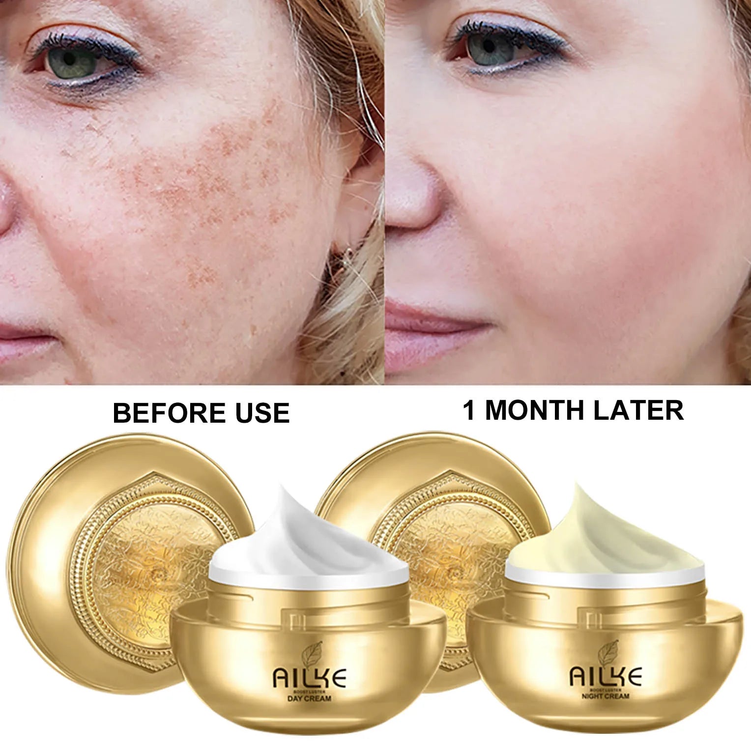 AILKE Collagen Lightening Face Care Set, Moisturizing, Even Skin Tone, Anti-Aging, Wrinkles, For All Skin Types Cosmetics
