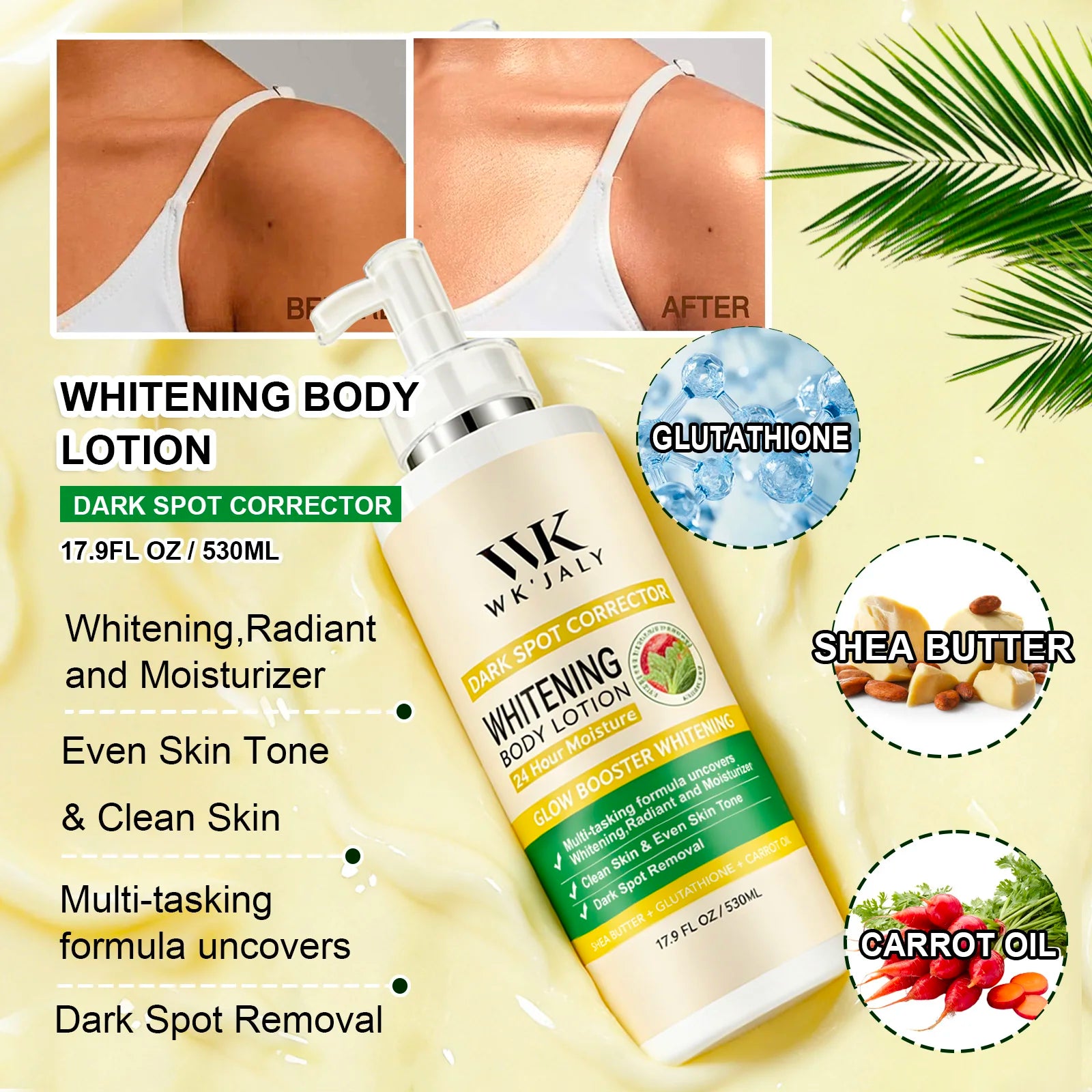 WK JALY Whitening Skin Care Set for All Skin Tone, Moisturizing Face and Body, Remove Acne, Dark Spots, Melanin, Freckles