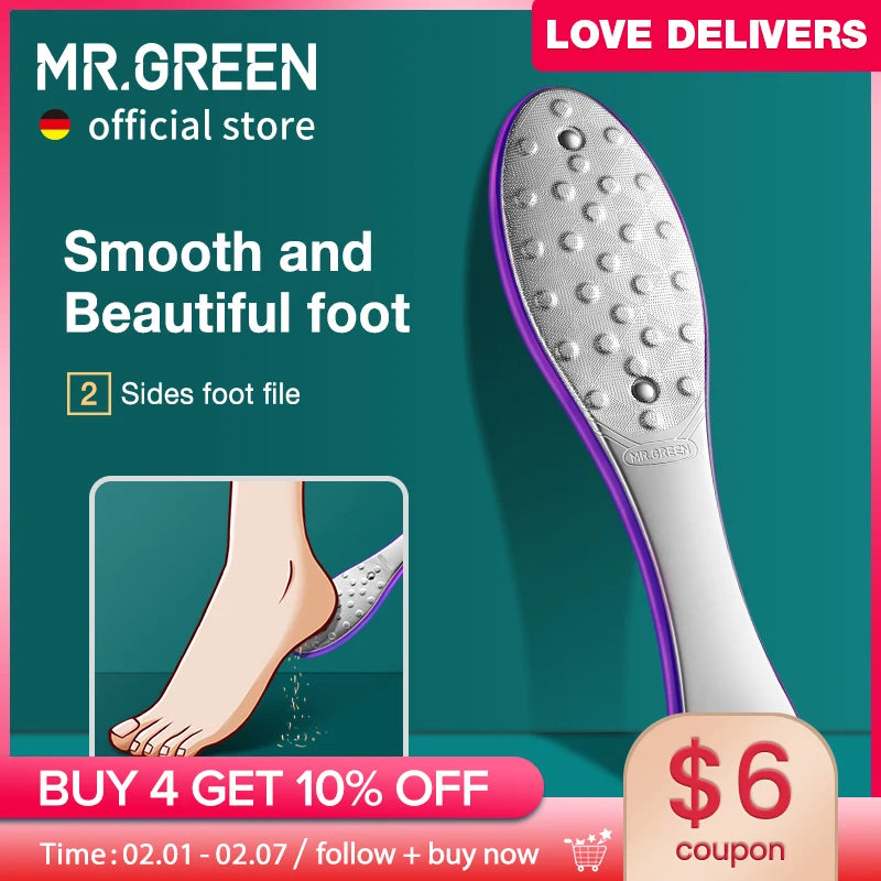 MR.GREEN Pedicure Foot Care Tools Foot File Rasps Callus Dead Foot Skin Care Remover Sets Stainless Steel Professional Two Sides