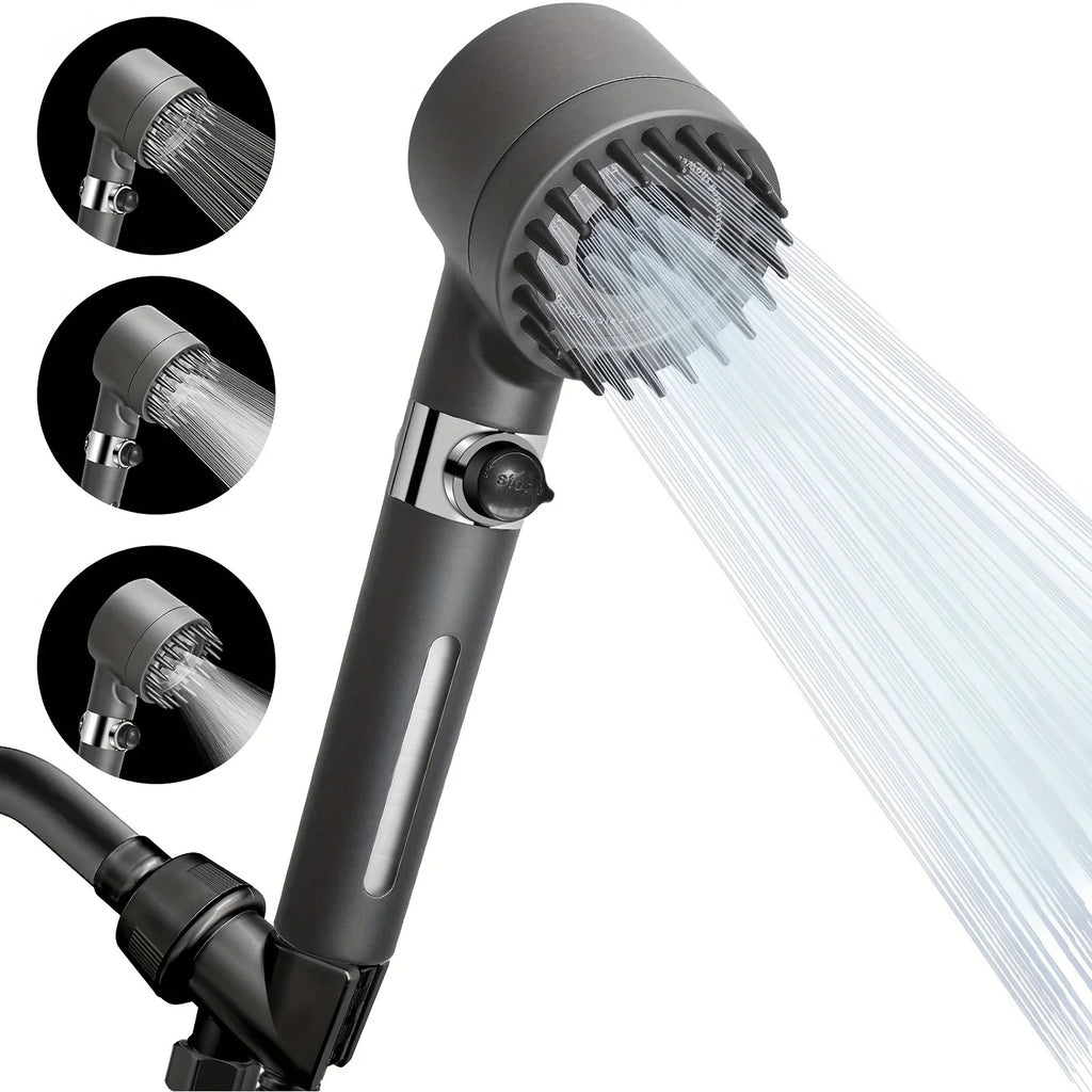 High Pressure Shower Head Scalp Massager Shampoo Brush - Softens Hard Water - 3 Settings - Detachable Design - Skin Hair Care
