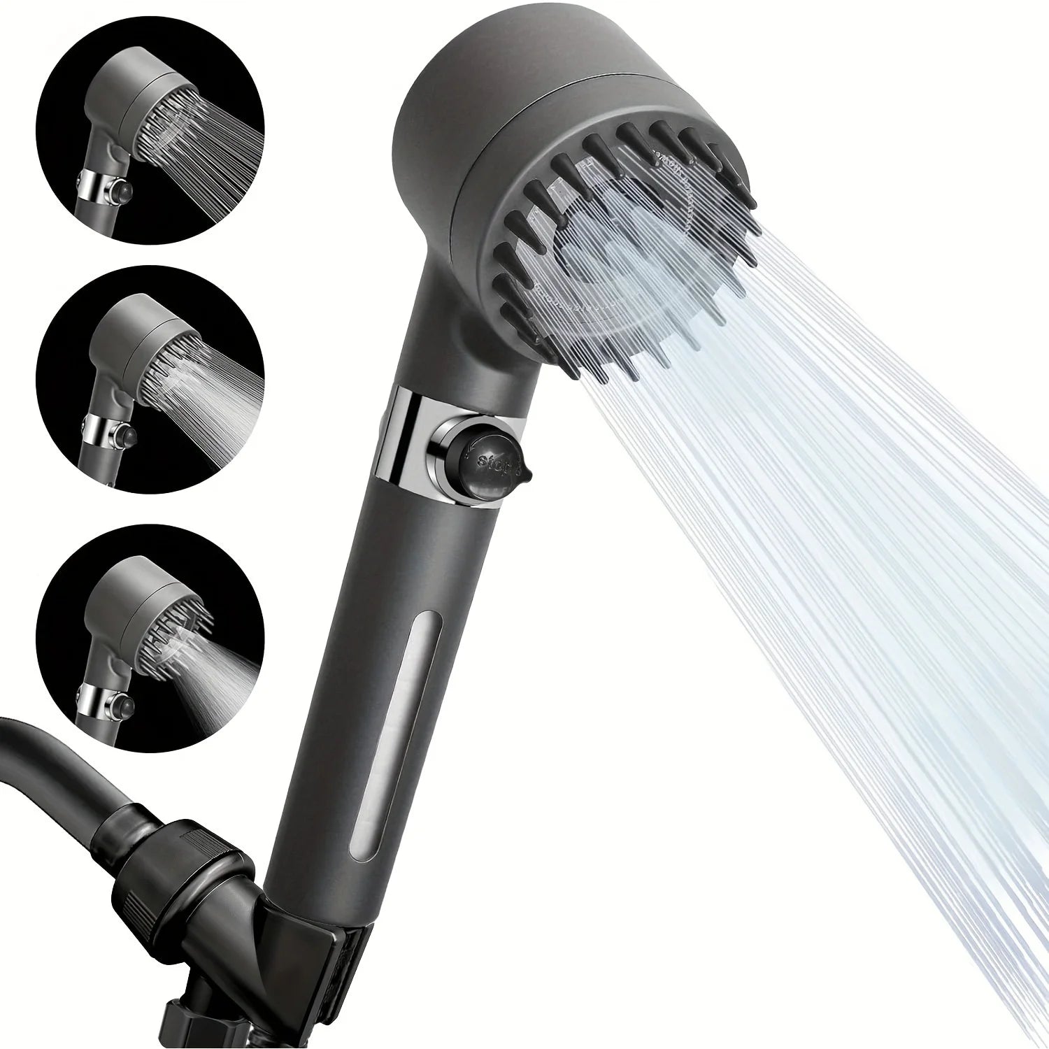 High Pressure Shower Head Scalp Massager Shampoo Brush - Softens Hard Water - 3 Settings - Detachable Design - Skin Hair Care