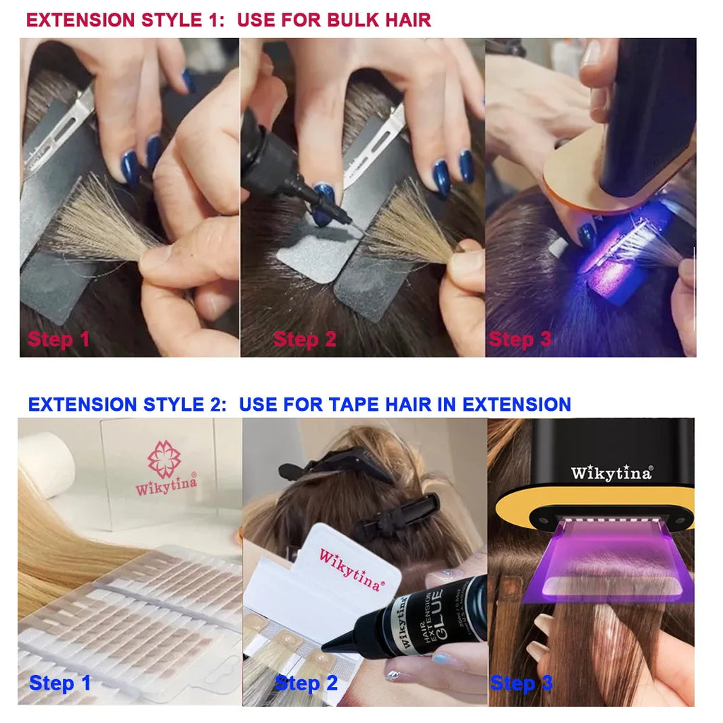 2026 WIKYTINA NEW UV Light Hair Extensions Kit V Light Hair Extension Machine Professional Tools Glue for Hair Extensions