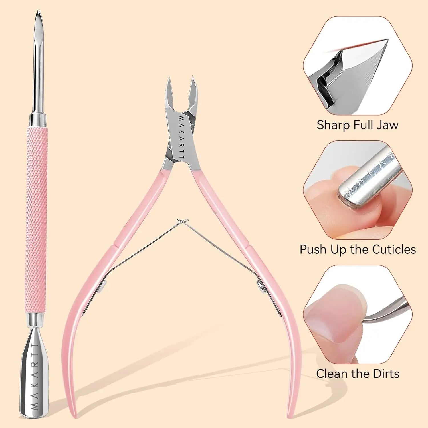 Makartt Cuticle Remover Kit, Manicure Nail Care with Cuticle Oil Pen, Cuticle Trimmer, Nail File & 120ml Cuticle Remover Liquid