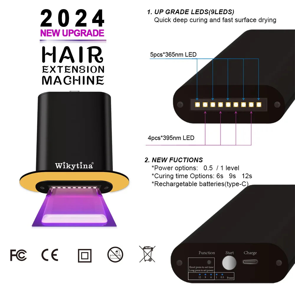 NEW UV V Light Technology Hair Extensions kit Machine Remover Glue applicance tools Set For Tape Hair extension for salon