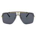 DIRECTOR - Rimless Metal Flat Top Aviator Sunglasses Gold Smoke